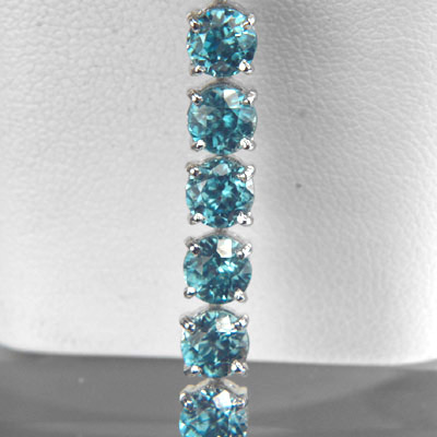 Fine 18 KT White Gold Blue Zircon Tennis Bracelet Litnon.com