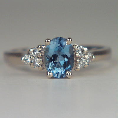 Rich Blue Aquamarine Diamond 14 kt Ring  Litnon.com