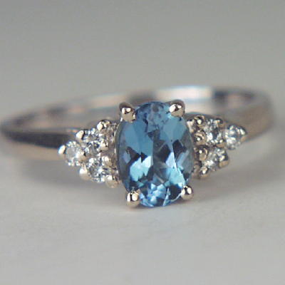 Rich Blue Aquamarine Diamond 14 kt Ring  Litnon.com