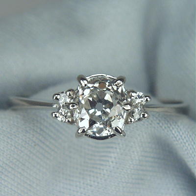 Quality Antique Mine Cut Diamond Ring 0.85ct IF and E-F Litnon.com