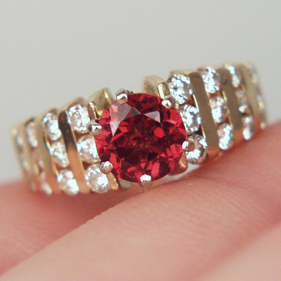 Beautiful Rubelite Tourmaline Diamond 18 kt Ring  Litnon.com