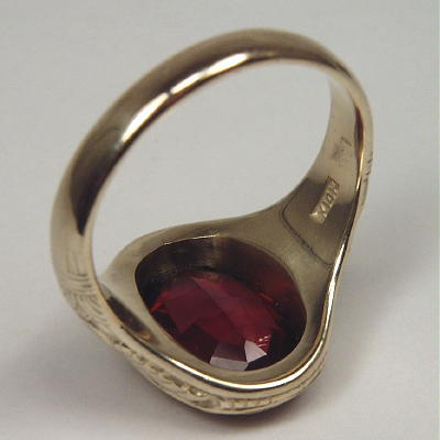 Mens 14kt Umba River Rhodolite Garnet Ring 14.41ct  Litnon.com