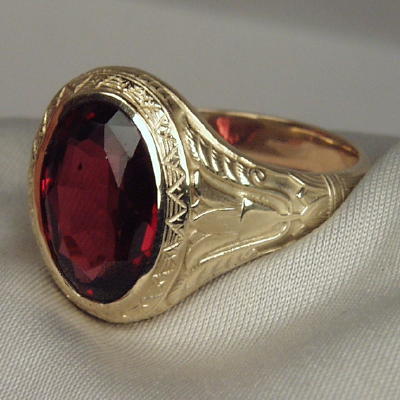 Mens 14kt Umba River Rhodolite Garnet Ring 14.41ct  Litnon.com