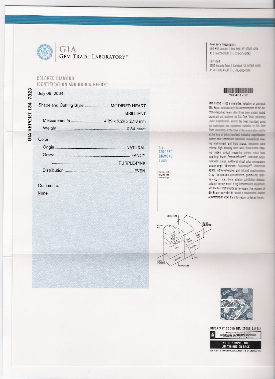 GIA Certified Natural Pink Purple Diamond 0.34 ct  Litnon.com