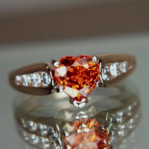 Beautiful Mandarin Garnet 14 kt Diamond Ring  Litnon.com