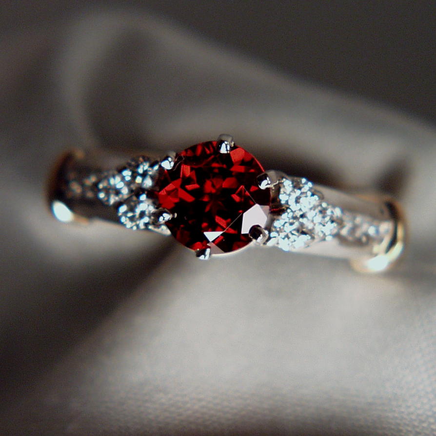 Rhodolite Garnet Diamond 14kt Gold and Platinum Ring  Litnon.com