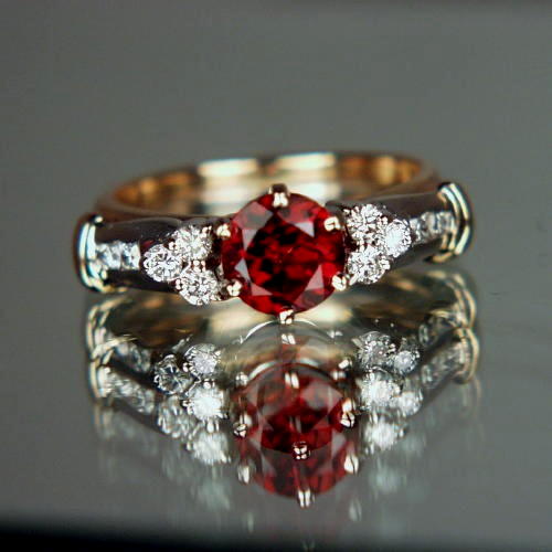 Rhodolite Garnet Diamond 14kt Gold and Platinum Ring  Litnon.com