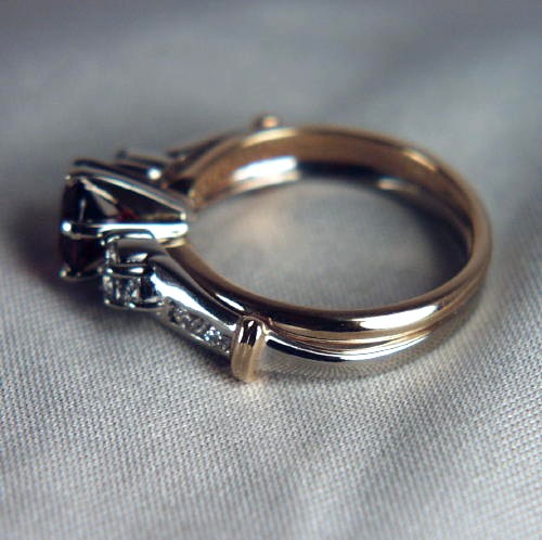 Rhodolite Garnet Diamond 14kt Gold and Platinum Ring  Litnon.com