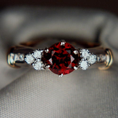 Rhodolite Garnet Diamond 14kt Gold and Platinum Ring  Litnon.com