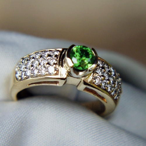  Superb Russian Demantoid Garnet 14kt Diamond Ring  Litnon.com