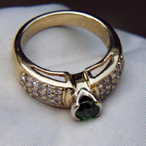  Superb Russian Demantoid Garnet 14kt Diamond Ring  Litnon.com