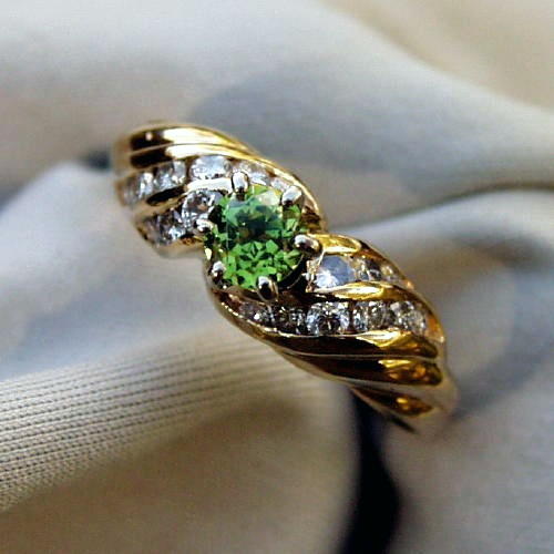 Quality Russian Demantoid Garnet14kt Diamond Ring  Litnon.com