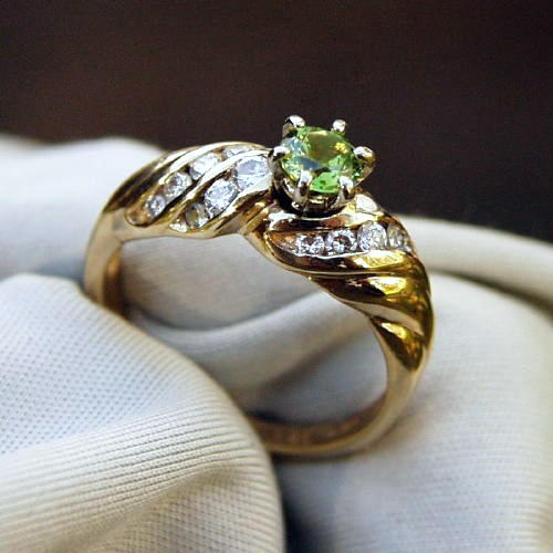 Quality Russian Demantoid Garnet14kt Diamond Ring  Litnon.com