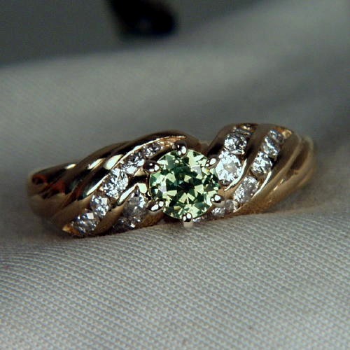 Quality Russian Demantoid Garnet14kt Diamond Ring  Litnon.com