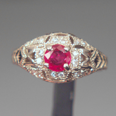 Quality South East Asia Ruby Diamond Ring 18kt WG  Litnon.com