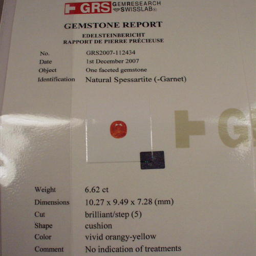 Color and Fire Certified Gem Orange Mandarin Garnet 6.62 Litnon.com