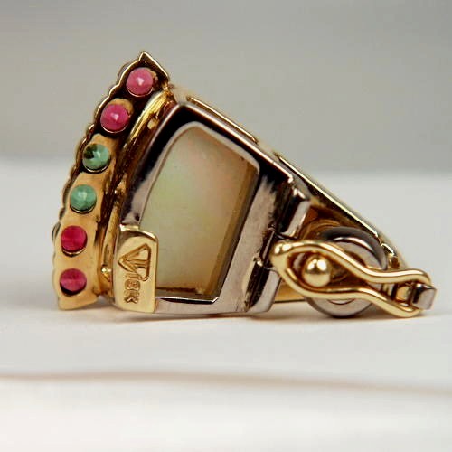 Quality Australia Opal Tsavorite Spinel 18kt Pendant GL Litnon.com