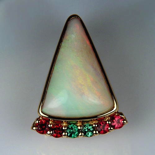 Quality Australia Opal Tsavorite Spinel 18kt Pendant GL Litnon.com