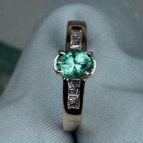 Beautiful Blue Green Tourmaline Diamond Ring 14 kt  Litnon.com