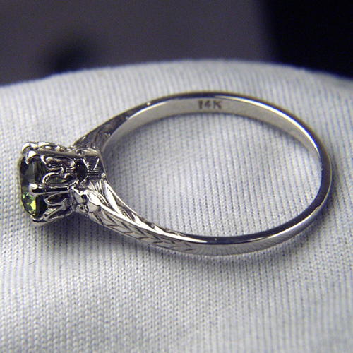 Antique 14kt White Gold Russian Demantoid Garnet Ring  Litnon.com