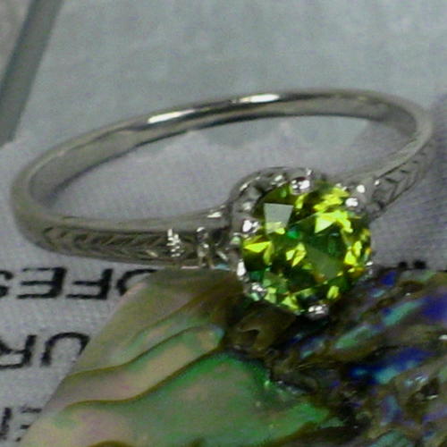 Antique 14kt White Gold Russian Demantoid Garnet Ring  Litnon.com