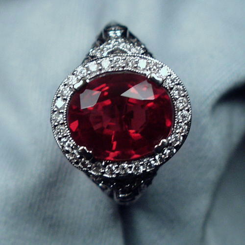 Quality Gem Red Labradorite Andesine Filigree Ring  Litnon.com