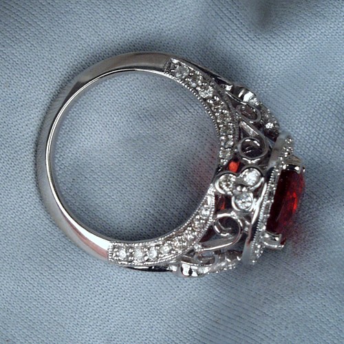 Quality Gem Red Labradorite Andesine Filigree Ring  Litnon.com