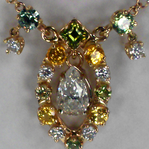 Russian Demantoid Garnet Sapphire Diamond Pendant  Litnon.com