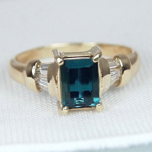 NR Quality Indigo Blue Tourmaline Diamond Ring 18kt GL Litnon.com