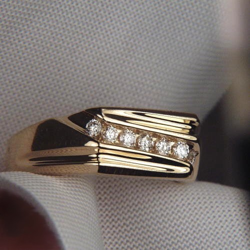 Quality Mens 14 kt Channel Set Diamond Ring  Litnon.com