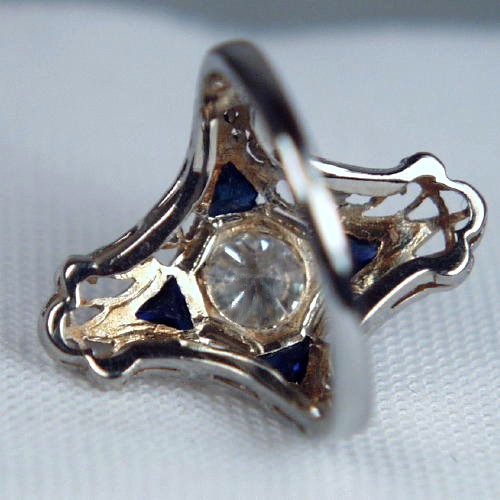 Antique 18kt Filigree White Gold Diamond Ring  Litnon.com