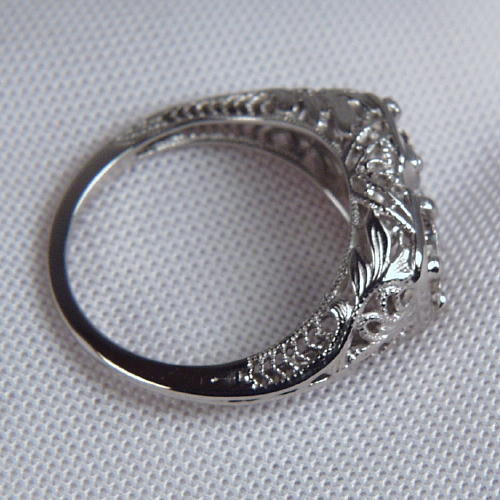 Antique 18kt Filigree White Gold Two Diamond Ring  Litnon.com