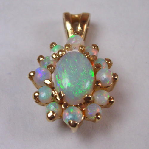 Color and Fire Australian Opal 14 kt Gold Pendant  Litnon.com