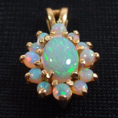 Color and Fire Australian Opal 14 kt Gold Pendant  Litnon.com
