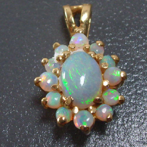 Color and Fire Australian Opal 14 kt Gold Pendant  Litnon.com