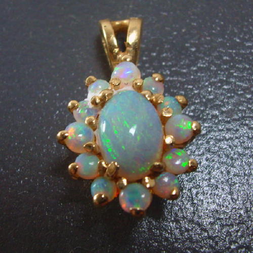 Color and Fire Australian Opal 14 kt Gold Pendant  Litnon.com