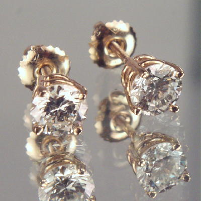 Diamond Earrings Screw Back mtgs 1.86 ct SI - H  Litnon.com