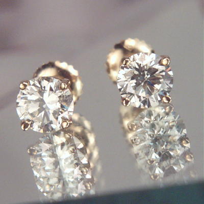 Diamond Earrings Screw Back mtgs 1.86 ct SI - H  Litnon.com