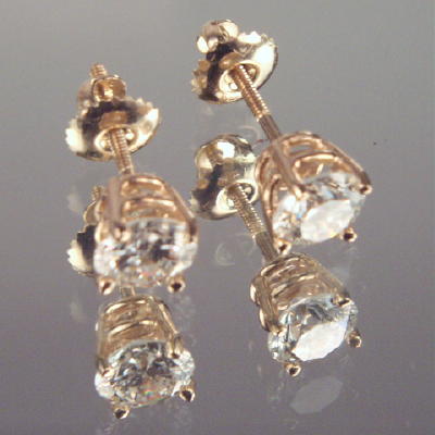 Diamond Earrings Screw Back mtgs 1.86 ct SI - H  Litnon.com