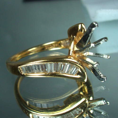  Ladies Baguette Diamond 14 kt Semi Mount Ring  Litnon.com