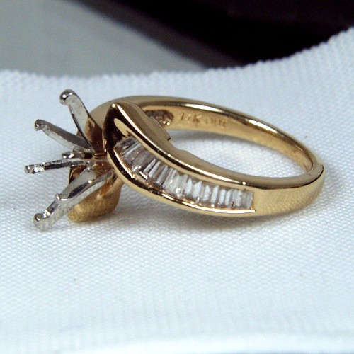  Ladies Baguette Diamond 14 kt Semi Mount Ring  Litnon.com