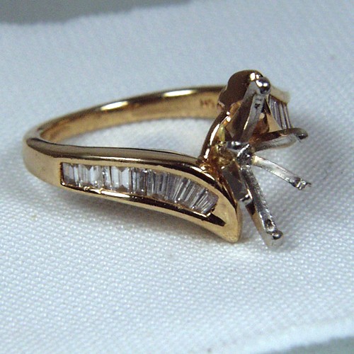  Ladies Baguette Diamond 14 kt Semi Mount Ring  Litnon.com
