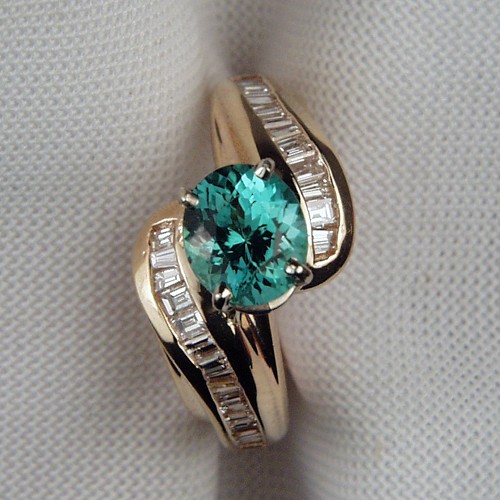 Quality Nigeria Paraiba Type Tourmaline Diamond 14kt Ring  Litnon.com
