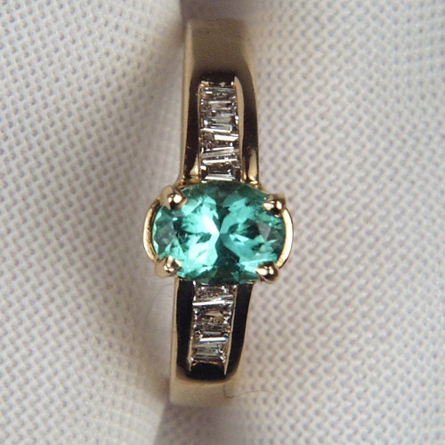 Beautiful Blue Green Tourmaline Diamond Ring 14 kt  Litnon.com