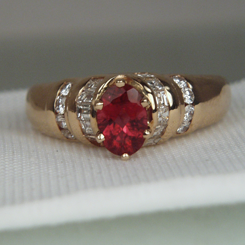 Beautiful Rubelite Tourmaline Diamond 14 kt Ring  Litnon.com