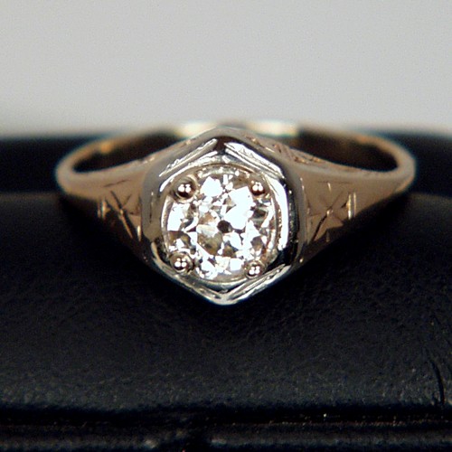 Antique Old Mine Cut Diamond Filigree 14 kt Gold Ring  Litnon.com