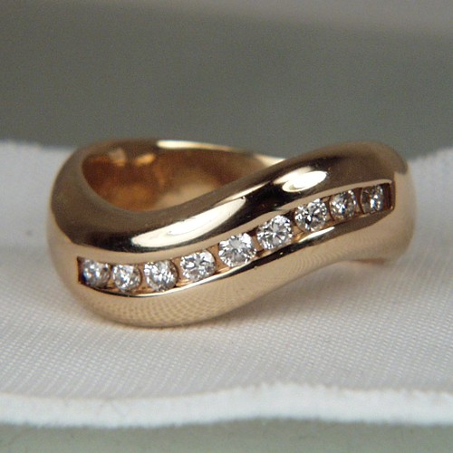 Quality Heavy 14 kt Channel Set Diamond Ring  Litnon.com