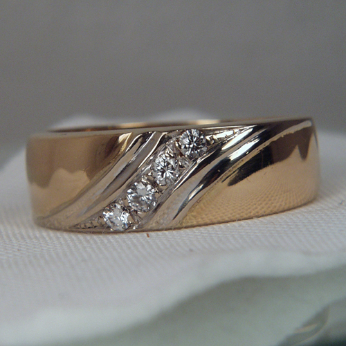 NR Estate Mens Heavy I4 KT Diamond Wedding Band  Litnon.com