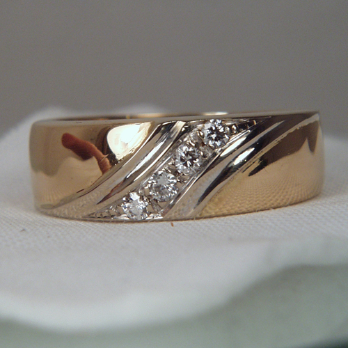 NR Estate Mens Heavy I4 KT Diamond Wedding Band  Litnon.com