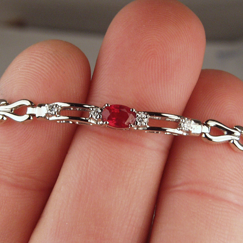 Ruby - Diamond Bracelet 14 kt White Gold  Litnon.com